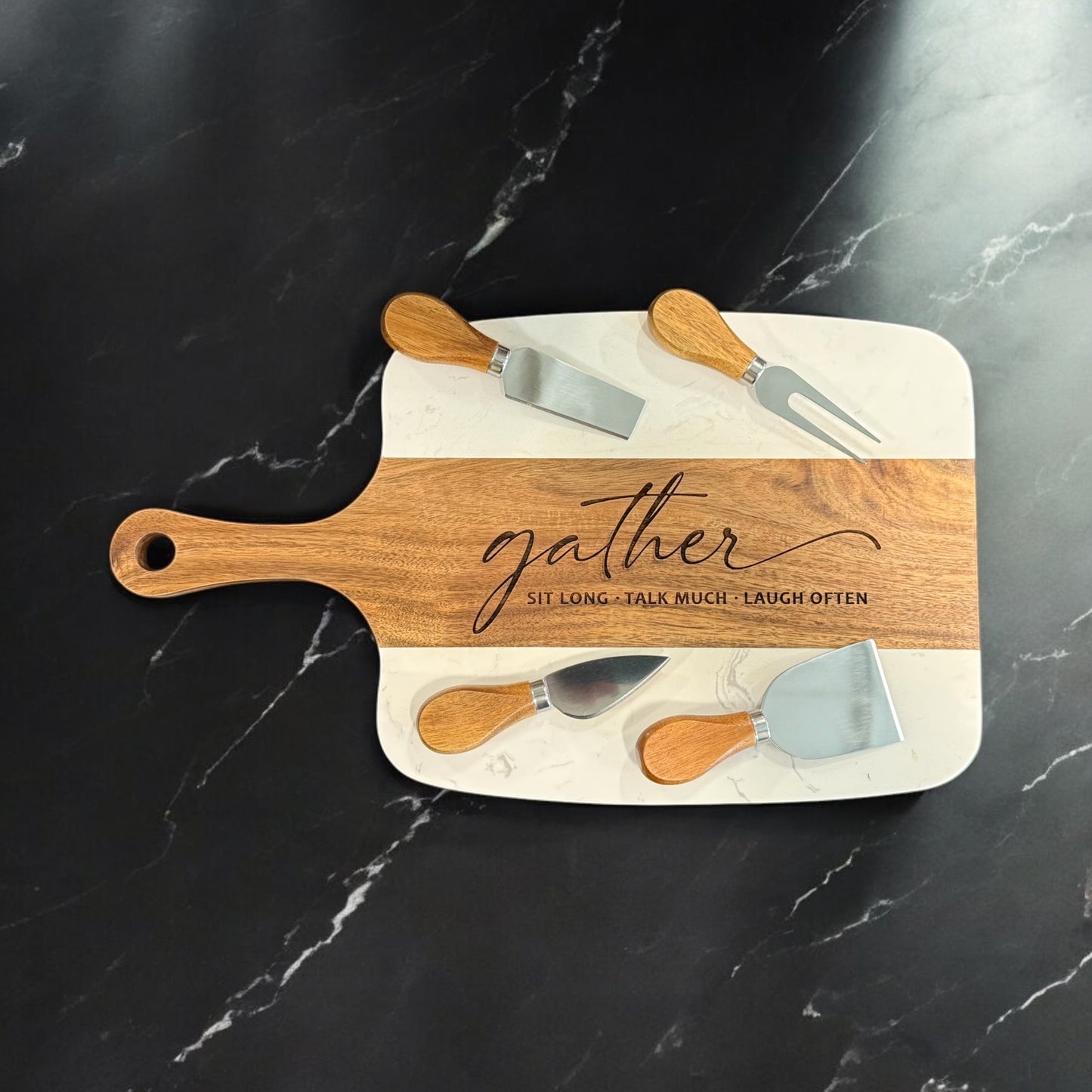 Engraved Wood & Marble Board Set