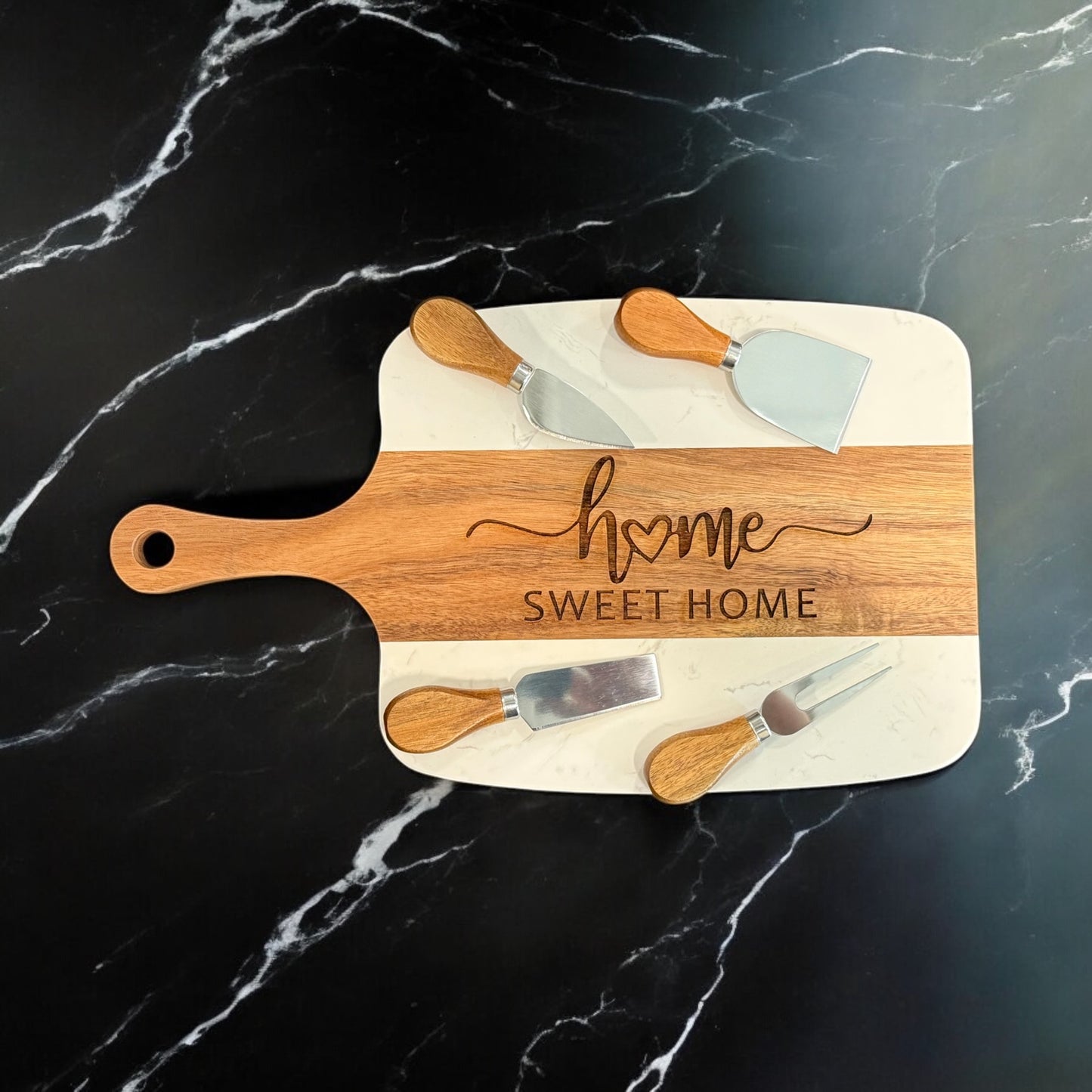 Engraved Wood & Marble Board Set