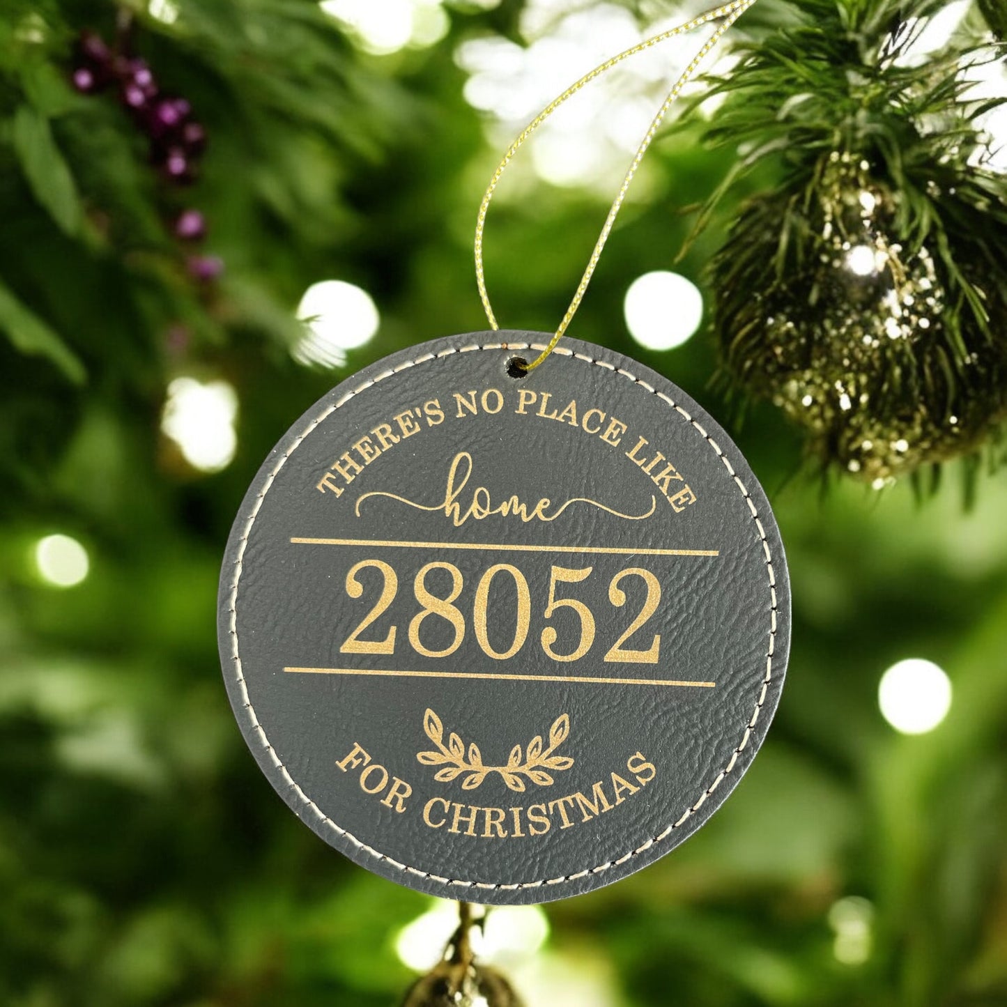 Leather Zip Code Ornament