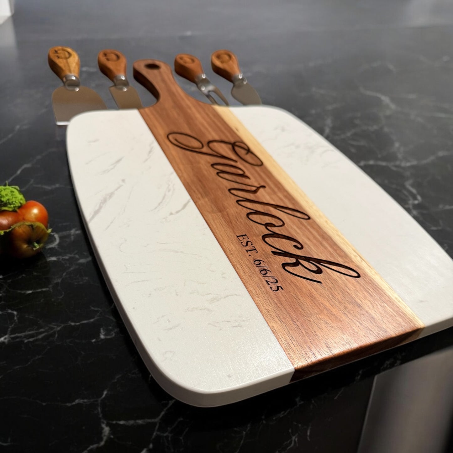 Engraved Wood & Marble Board Set